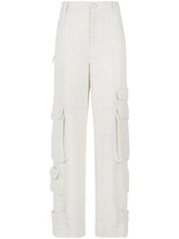 sequin embellished tweed cargo trousers
